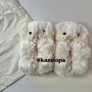 SKIMS Teddy Bear Fur Fuzzy Cozy White Slippers Slipper